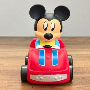 Disney Parks MICKEY MOUSE Baby Rolling Red Race Car Blue Stripes Toy Car